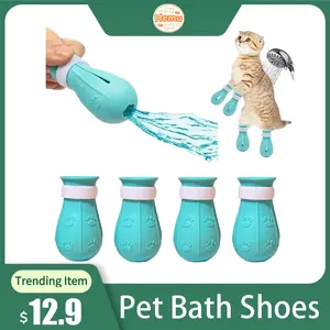 4Pcs Cat Boots for Cats Only Paw Covers Protectors Claws Shoes Paws Wound Boot Silicon Anti Scratch Cat Mittens for Bathing, Nail Clipping, Ears Cleaning, Treatment