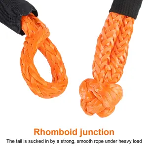 Synthetic Fiber with Protective Sleeve Off Road Towing Ropes Soft Shackle for Vehicle Recovery 38000 lbs Car Trailer Pull Rope