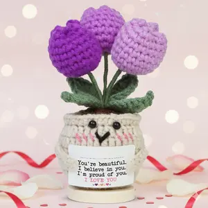 OASSIE Daughter Gifts from Mom - Handmade Emotional Support Crochet Tulip with Message Card - Inspirational Appreciation Christmas Daughter Birthday Gift for Women, Granddaughter Gifts from Grandma