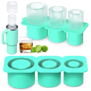 Ice Cube Tray for Tumbler Cups 30-400z-3PCS Silicone Cylinder Ice Molds with Lid & Bin, Easy Fill & Release,BPA-Free Ice Maker for Cocktails.