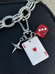 Creative Poker & Dice Design Keychain, Fashionable Bag Charm for Women & Men, Trendy All-match & Exquisite Bag Accessories for Birthday Gift