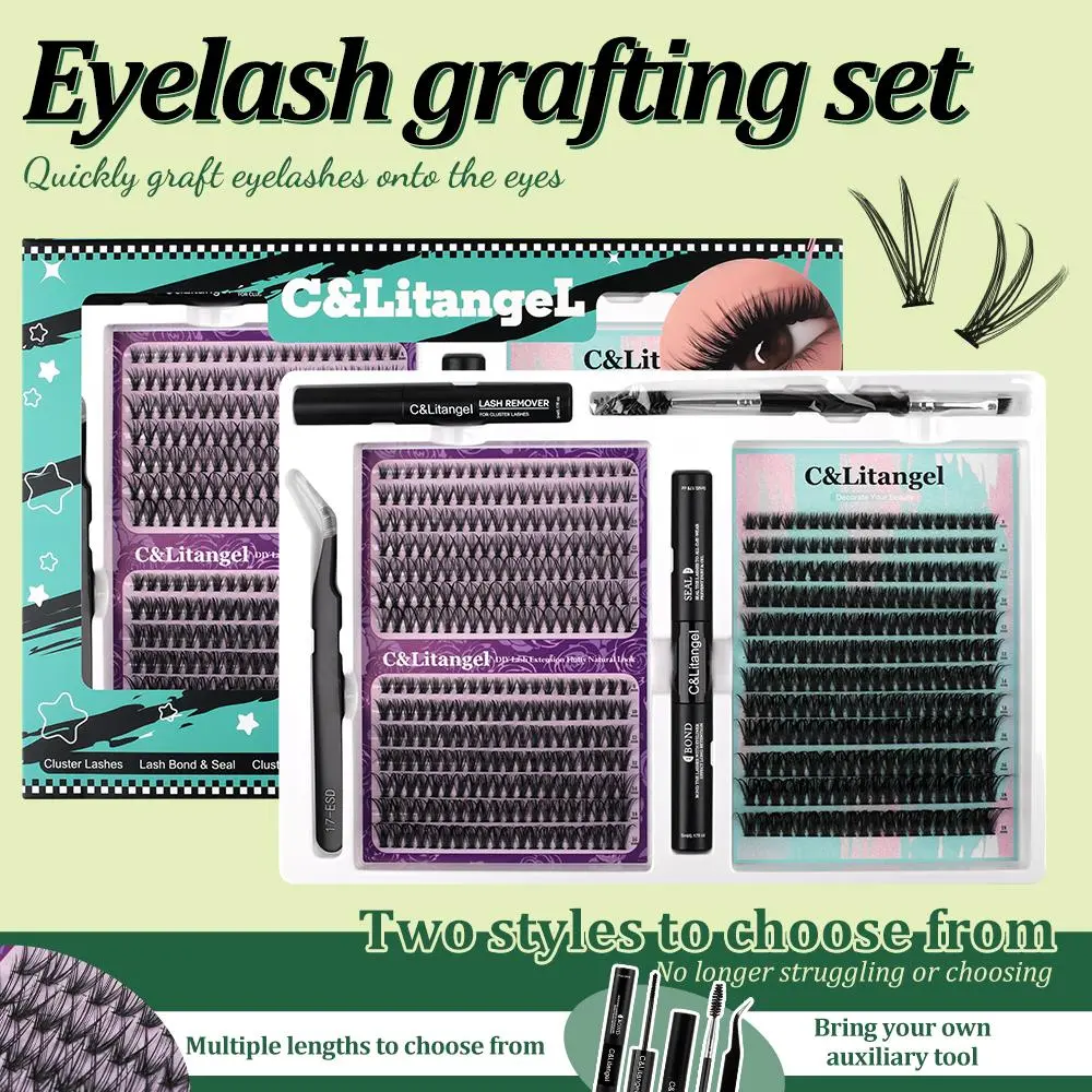 LC Lash Wispy Voluminous Eyelash Clusters - 60D+80D Mix (9-16mm), 280Pcs Soft Glue-Bonded Curl Individual Lashes, Reusable Cosmetic Extensions for Daily & Special Occasions