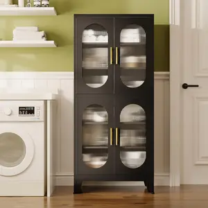 GEITIN 61“ Kitchen Pantry Cabinet，Metal Storage Cabinet with Acrylic Glass Doors and Adjustable Shelves, Tall Versatile Storage for Kitchen, Living Room, Office and Study