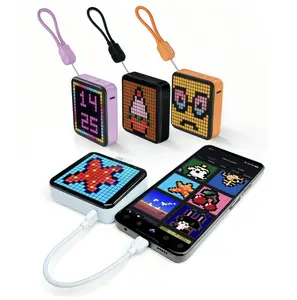 LED Pixel Art Power Bank - APP Programmable DIY Image Display, Portable Airline-Approved Charger with Digital Clock, Father's Day Gift