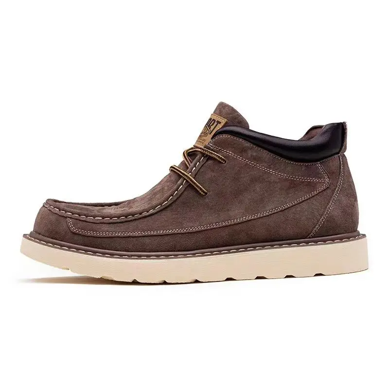 Men's casual derby shoes, solid color four season Oxford boots, comfortable suede upper, minimalist design, suitable for daily wear, plus size