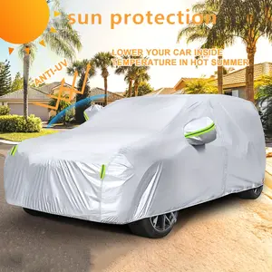 Kia Sportage Car Cover - Black Polyester Cloth with Zipper Doors Anti-UV & Wind Protection 6 Reflective Strips for Night Safety Secure Closure Durable Cover for All Weather Protection