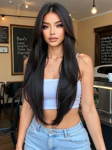 24 Inch Long Straight Wigs for Women, Fashion Wig, Glueless Straight Wig, Gorgeous Fluffy Wigs without Bangs, Synthetic Full Machine Wigs for Party, Daily Use