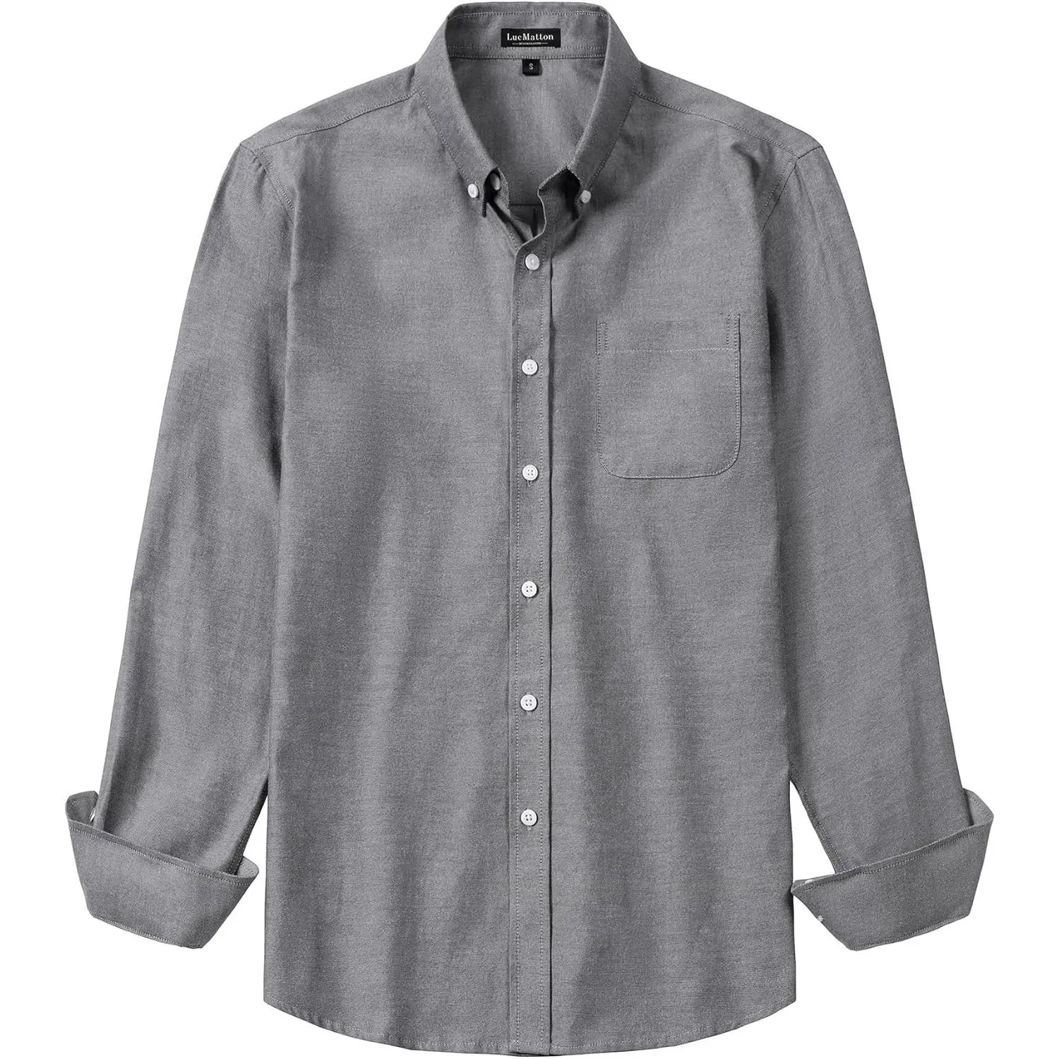 LucMatton Men's Lightweight Oxford Long Sleeve Button Down Shirt Business Casual Slim fit Dress Shirts with Pocket