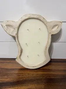 Cow Head Wood Bowl Candle