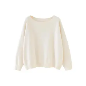 Women's Plain Scoop Neck Sweater, Casual Drop Shoulder Long Sleeve Jumper, Women Fall & Winter Knit Top