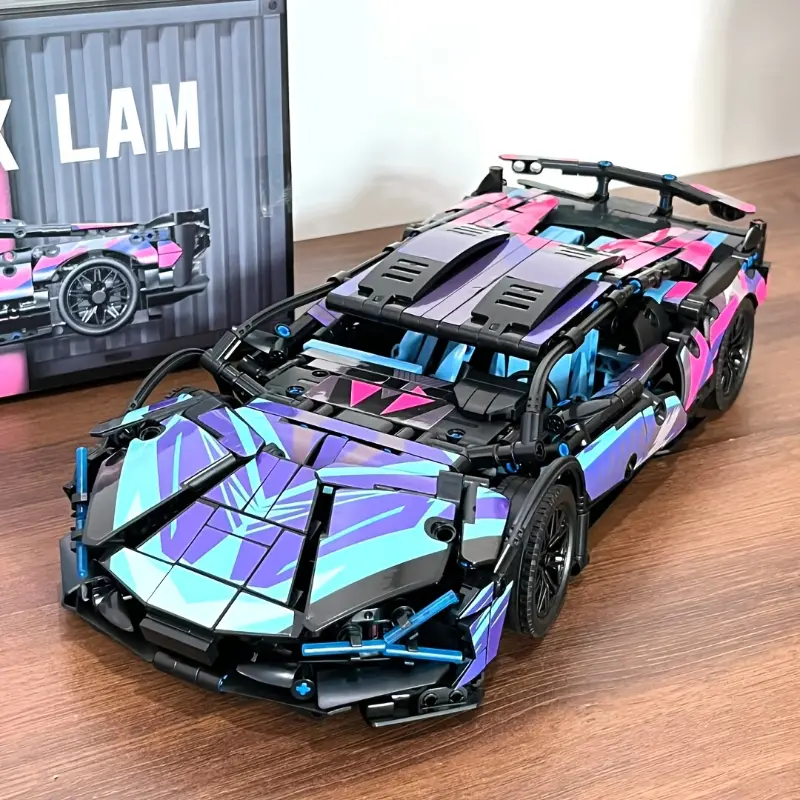 1314pcs Cyberpunk Style Sports Car Building Block Model Suitable for Desktop Ornaments for Various Scenes Christmas Holiday/Birthday Gifts Toys