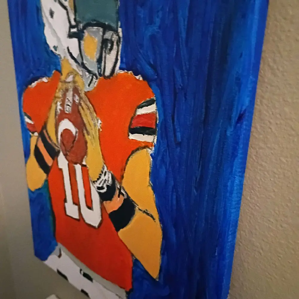 Original Bo Nix Denver Broncos Quarterback 2 GG 11 x 14 Canvas Painting Sports Artwork