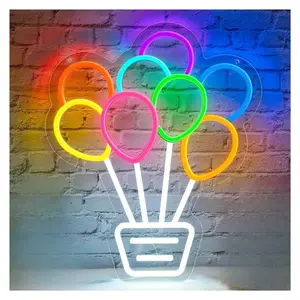 Sign Illuminated Hot Air Balloon Neon Sign Beautiful Colorful Light For Bedroom Kids Room Wedding Birthday Party Shop Home Wall Decor 32.3cmx38cm