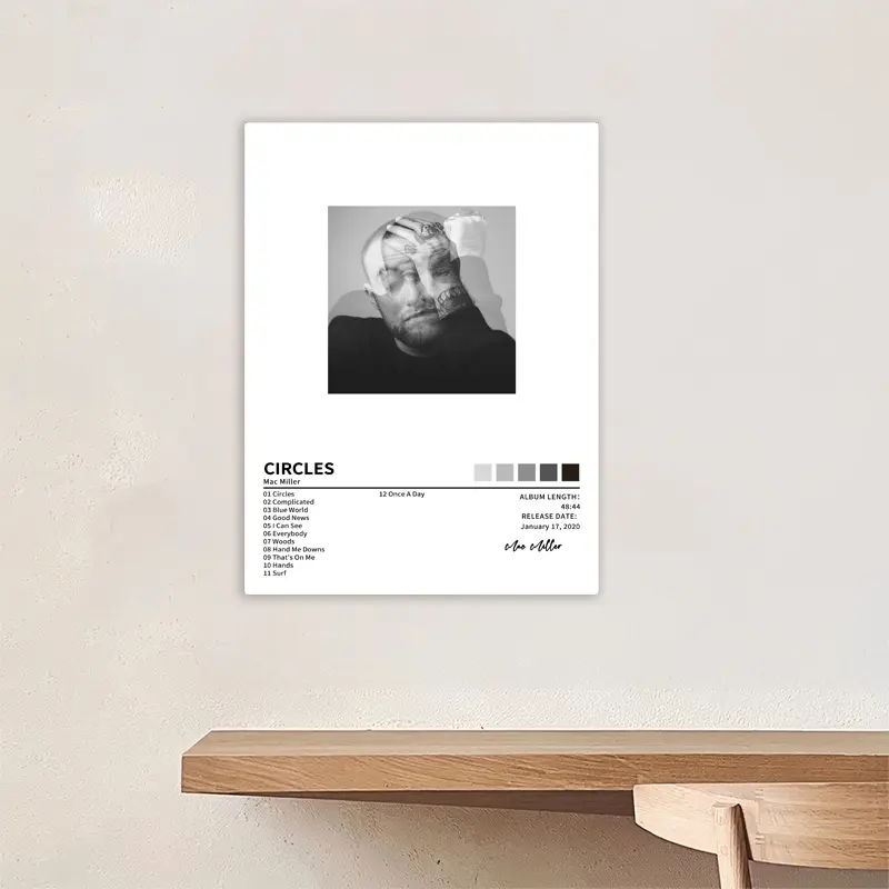 MAC Miller Circles music album cover, retro canvas poster, Vintage room decor, classic hip-hop rap art print, Custom Canvas Prints, Wall Art, suitable for bedroom, dorm room decoration, perfect as a dorm birthday/Christmas/New Year's gift, frameless