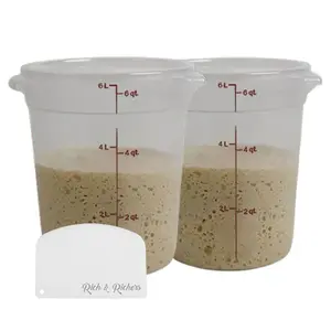 Cambro 6-Quart & 8-Quart Round Food Storage Containers with Lid 2 Pack Durable BPA-Free Stackable Kitchen Plastic Containers for Bread Proofing & Flour Storage