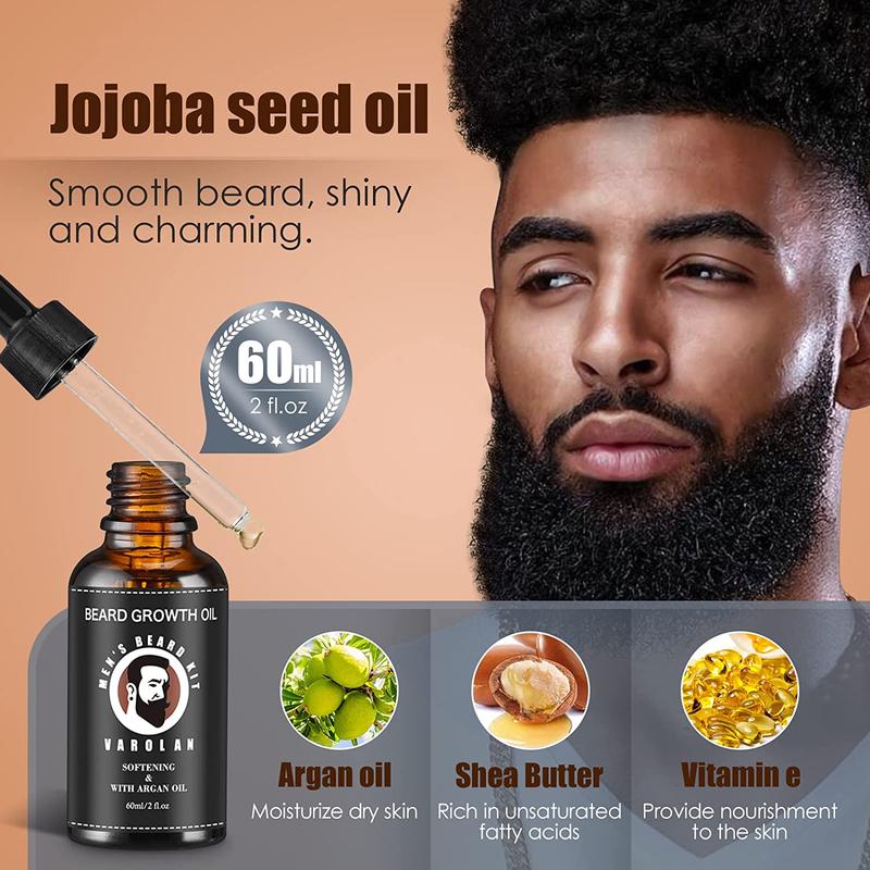 Men's Beard Kit with Growth Oil, Balm, Brush & Scissors, Ideal for Men's Beard Care, Gift Ideas for Male Friends and Family