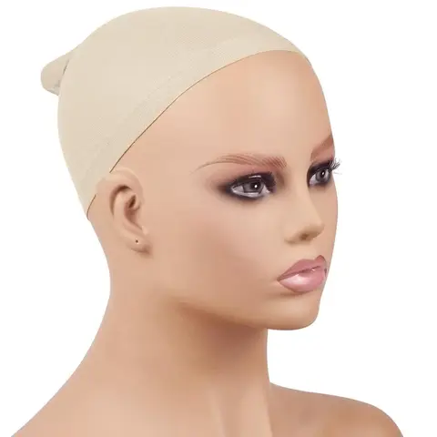 N NAYASA Women's Synthetic Lace Front Wig Stocking Cap, 1pc Flesh-Colored Wig Base Hair Accessory, Cup Shape