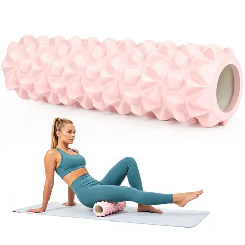 AEIKINISIS 12-Inch Diamond Shaped Texture PVC EVA Massage Foam Roller - Home Workout Equipment, Gym Accessories, Soft Yet Supportive for Deep Tissue Massage, Pain Management Solutions, Yoga