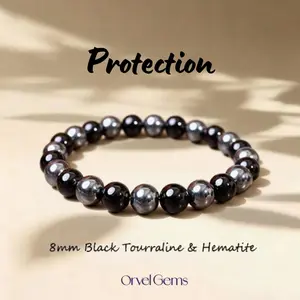 [1/$9.99, 3/$24.99] Protection & Mental Clarity Bracelet – Black Tourmaline & Hematite 8mm Crystal Beads | Unisex Accessory for Men & Women | Everyday Grounding, Energy Shield & Guardian Gift