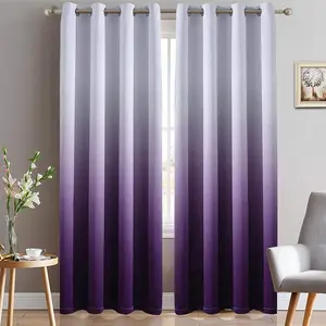 Purple and Greyish White Curtains Room Darkening Thermal Insulated Grommet Window Drapes for Living Room (2 Panels, 52x84 Inch)