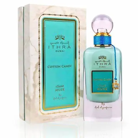Ard Al Zaafaran Cotton Candy Musk EDP Perfume Spray - 100ML (3.4 OZ) - Ithra Dubai Collection Candy-Flavored Unisex Fragrance with Bergamot, Violet Leaves, Geranium, Floral Woody Fragrance Scent Blend