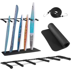 VEVOR Surfboard Wall Mount, 5 Tiers Vertical Surfboard Rack for Storage and Display, Adjustable Metal Board Stand Organizer with Sponge Pad, Surf Board Holder for Snowboards, Kiteboards, ShortboardVEVOR Super Brand Day