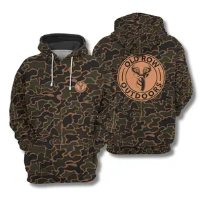 Outdoors Camo Hoodie, Deer Circle 3D Print Pullover, Men’s S–5XL, Hunting & Streetwear Sweatshirt, Cozy Duck Camo Gift