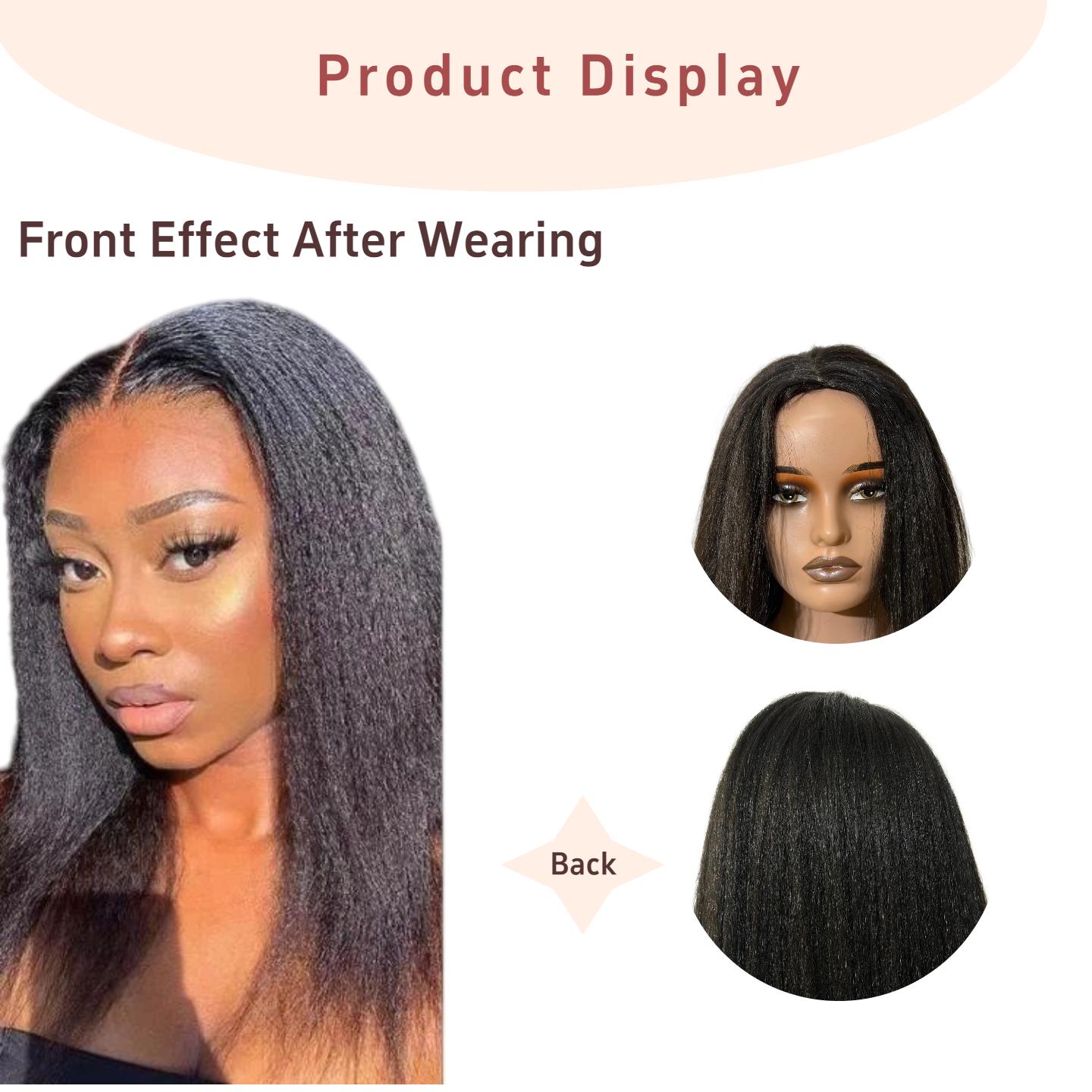 26-Inch Coarse Straight Wig — 180% Density Synthetic Wig with Adjustable Straps; Natural Black Synthetic Wig, Designed Specifically for Black Women.