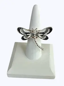 R0107 | Black and White Dragonfly Ring | RG26124
