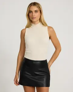 Express Super High Waisted Faux Leather Mini Skort