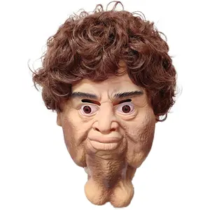 Funny Double Chin Latex Mask, Halloween Role-Playing Makeup Ball Costume Prop Mask,creepy  adults realistic