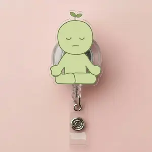 Cute Smiski Retractable ID Badge Reel Kawaii ID Badge Holder Nurse Accessories Unique Gift for Doctor Teacher Healthcare Worker or Coworker Durable Acrylic Retractable Cord Mechanism Easy Access Office Accessory