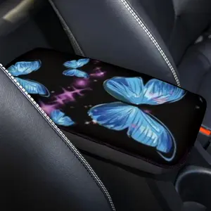Butterfly Print Car Armrest Mat, Center Console Pad & Storage Box Cover, Universal Fit for Auto/sedan/suv/van, Durable Design, Car Accessories