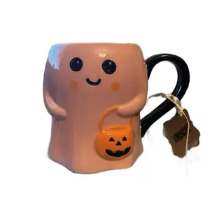 Pink ghost Halloween mug