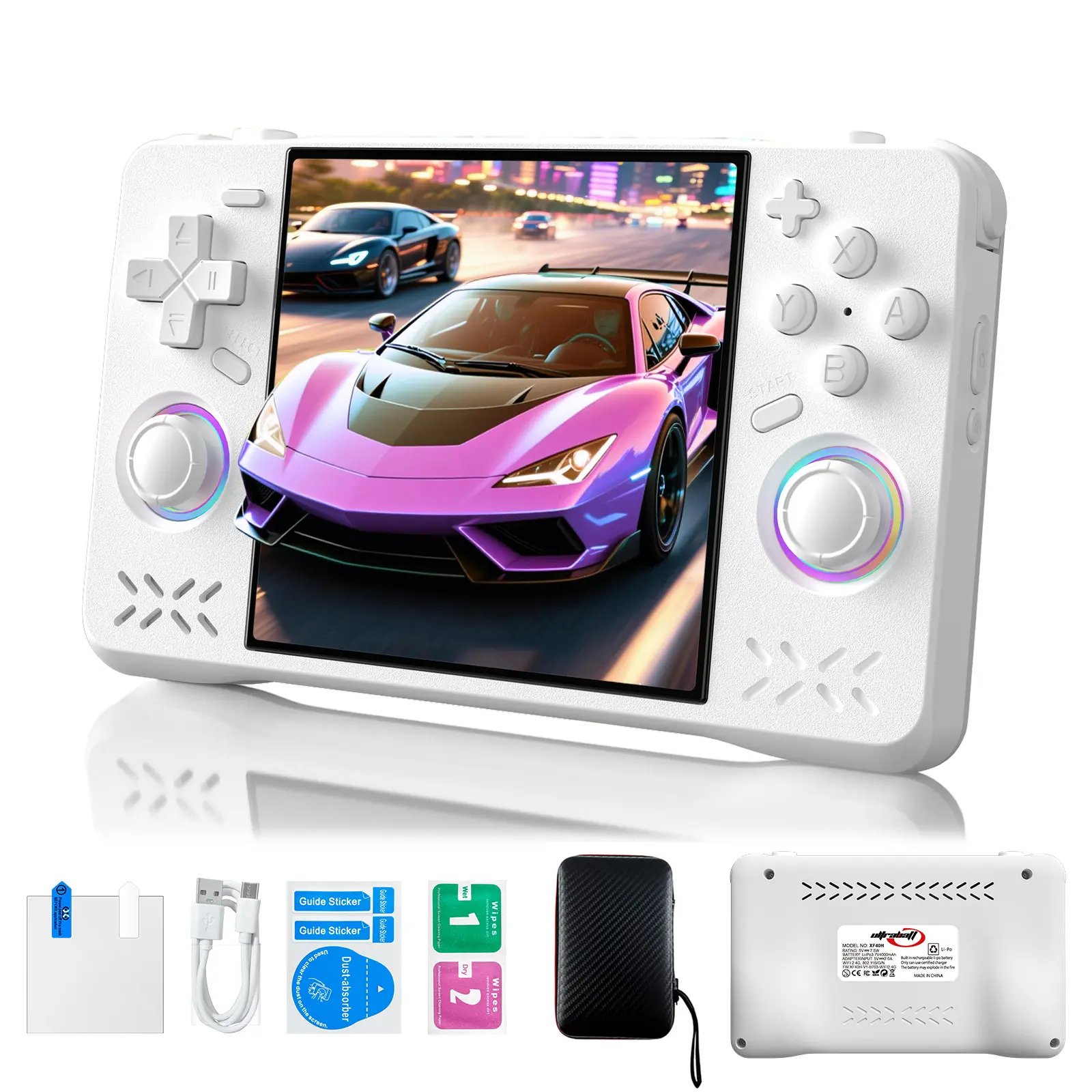 XF40H Model Handheld Gaming Console - 4.0in HD Screen, Linux 64-bit System, Advanced GPU, High-Performance Quad-Core Processor, 18000+ Classic Titles, WiFi Multiplayer, Rechargeable Wireless Portable Console (Great for Birthdays), High-Capacity