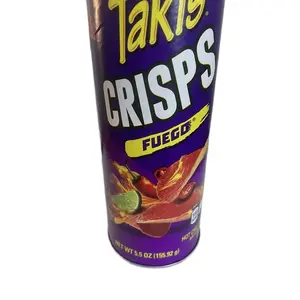 Takis Crisps Fuego can 5.5OZ ( 155.92g) Face The Intensity On The Go Experience the bold and fiery flavor of Takis Crisps Fuego on-the-go with this convenient can weighing 5.5 ounces (155.92g). These crisps are not for the faint of heart - they pack a pun