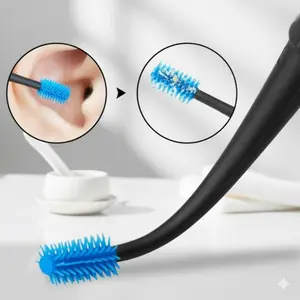 4-Color Ear Cleaning Kit: Soft Silicone Spiral Ear Picks, Detachable Double-Ended Safe Earwax Remover Tool for Home & Travel, Hypoallergenic Portable Ear Care Brush, Ear Canal Cleaner