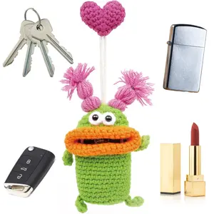Winter Essentials Funny Handmade Crochet Monster Keychain – Cute Auto Accessories & Universal Car Key Case for Keys, Lipstick, Lighter & Small Essentials | Creative Gift for Women