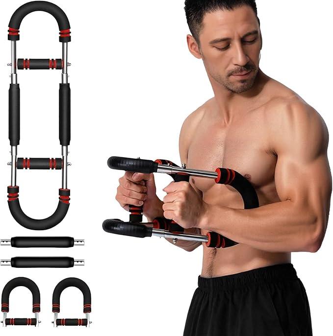 Twister Arm Trainer - Adjustable Resistance Bar (40-110 lbs) - Portable Chest & Forearm Exerciser - Detachable Design for Home Gym Strength Training