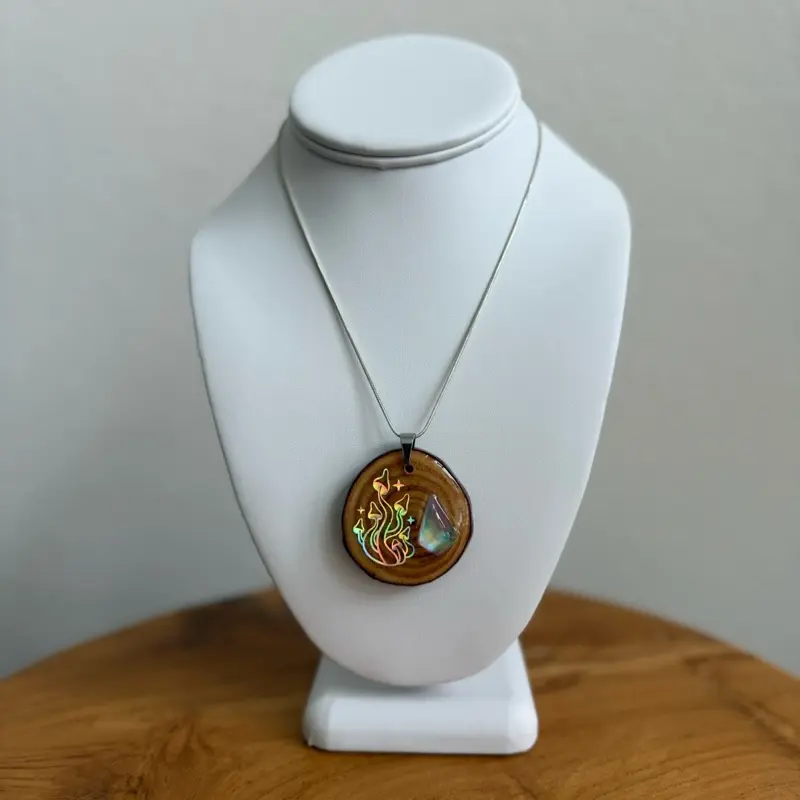 Aurora Opal Mushroom Pendant