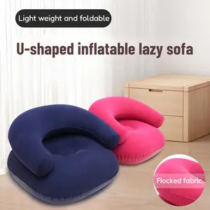 Casual inflatable sofa U-shaped flocking with armrest backrest seat outdoor pvc indoor portable single inflatable chair