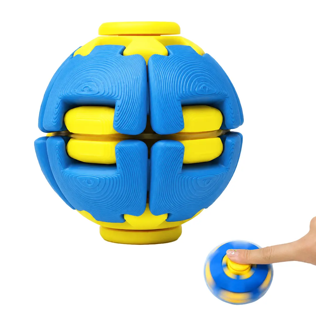 3D Press & Spin Fidget Ball, Handheld Sensory Stress Relief Toy with Auto-Spin and Rebound Feedback, Portable Anti-Anxiety Desk Toy for Adults and Kids