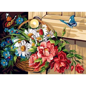 Needlepoint canvas for halfstitch without yarn Canvas The Door Handle SE929.604 Seg De Paris Printed Tapestry Canvas