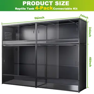 Enclosure 2-Pack, Stackable Tank with Front Glass Doors & Lock for Bearded Dragons & Ball Pythons | Toxirium NGH-12261-tall-2pcs