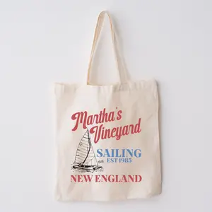 Marthas Vineyard, New England Sailing Cotton Canvas Tote Bag