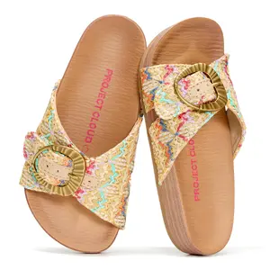 Project Cloud Kids | Eco-Leather Adjustable Buckle Toddler Slides | Plush & Soft Insole | Lightweight | Non-Slip - Beaming Kids