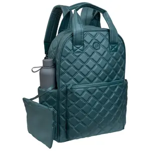 Joan & David Diamond Quilted Puffer Nylon Workbook Backpack