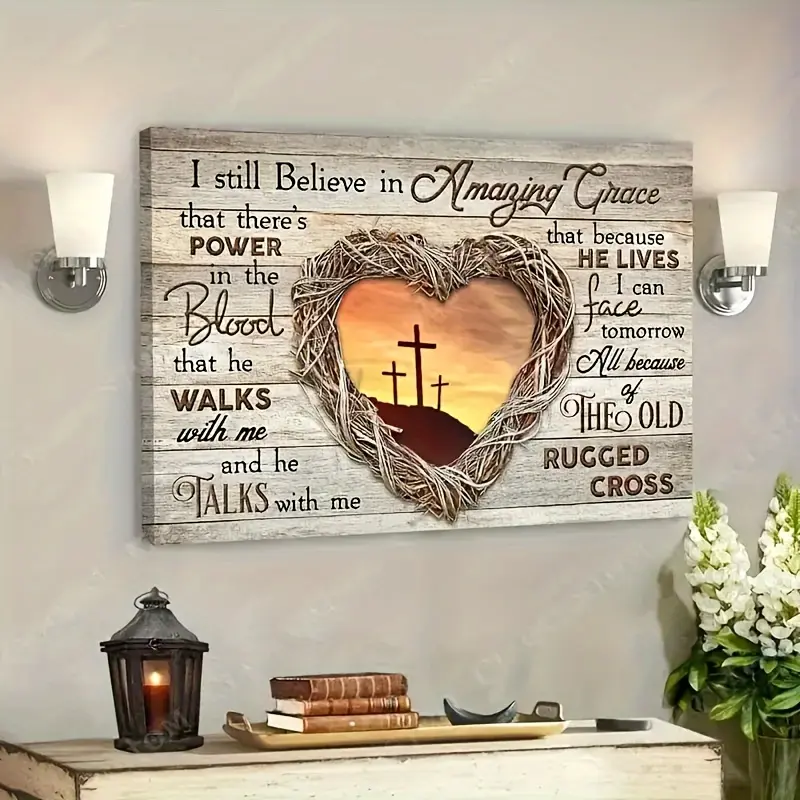 Wood Framed Canvas,Sunset Painting,God Landscape Canvas,Gift For Christian,wall decoration photo artistic room prin Decor Poster Ornaments Religious Grace Inspiration Life Blessing Beauty Print Wooden