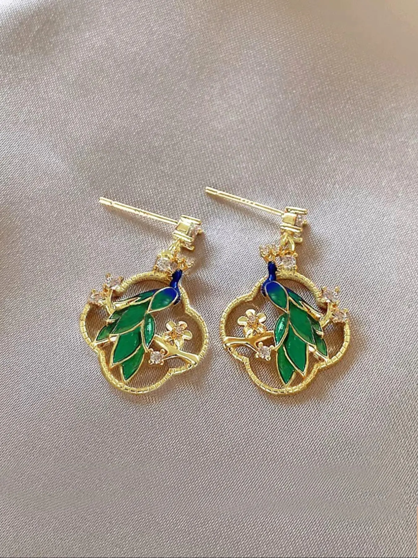 Elegant Peacock Design Women's Earrings, Vintage Fashion Glass Inlay, Perfect for Daily Wear & Parties, Unique High-End Jewelry Gift
