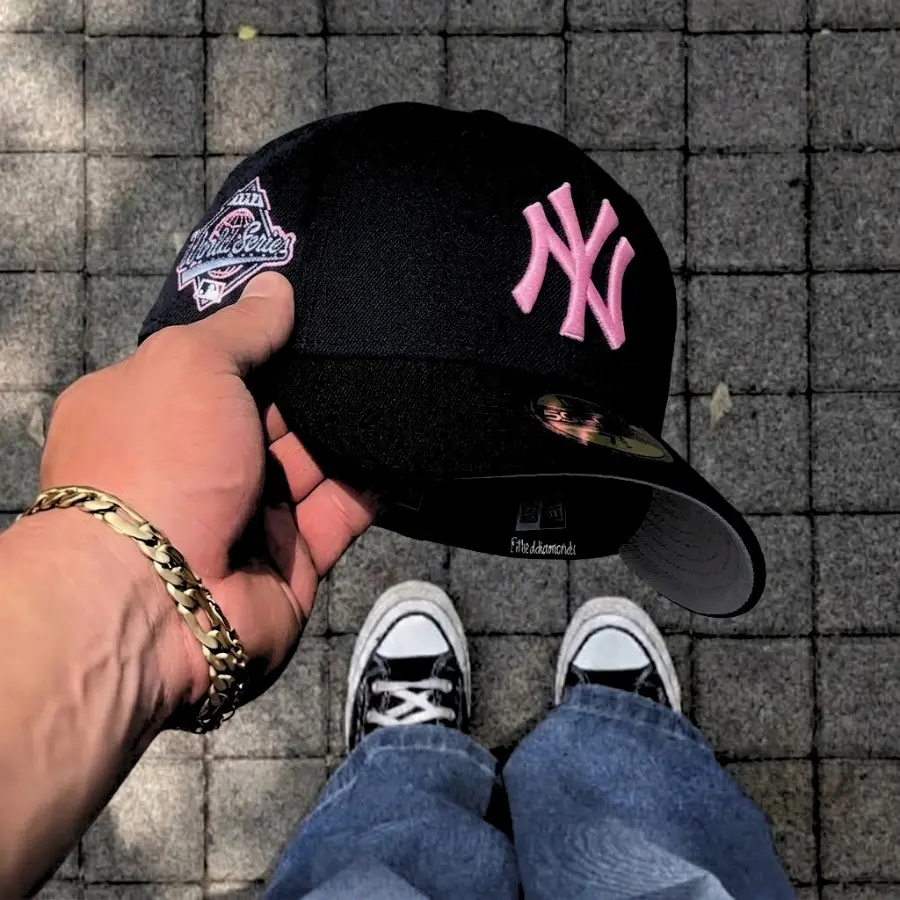 NY Yankees New Era 9FORTY 9FIFTY MLB Baseball Cap – Black Pink, World Series Patch, Adjustable, Embroidered NY Logo